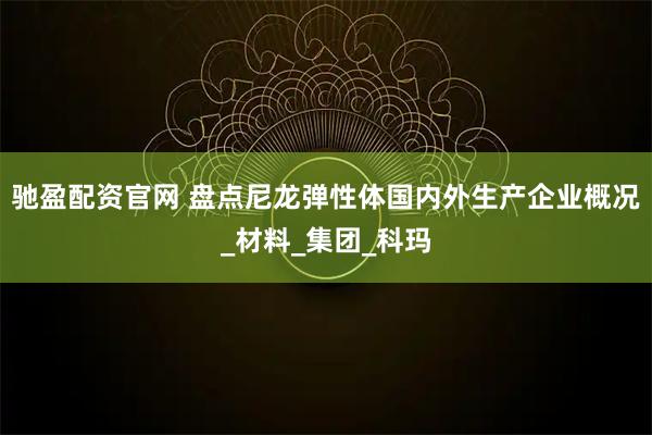 驰盈配资官网 盘点尼龙弹性体国内外生产企业概况_材料_集团_科玛